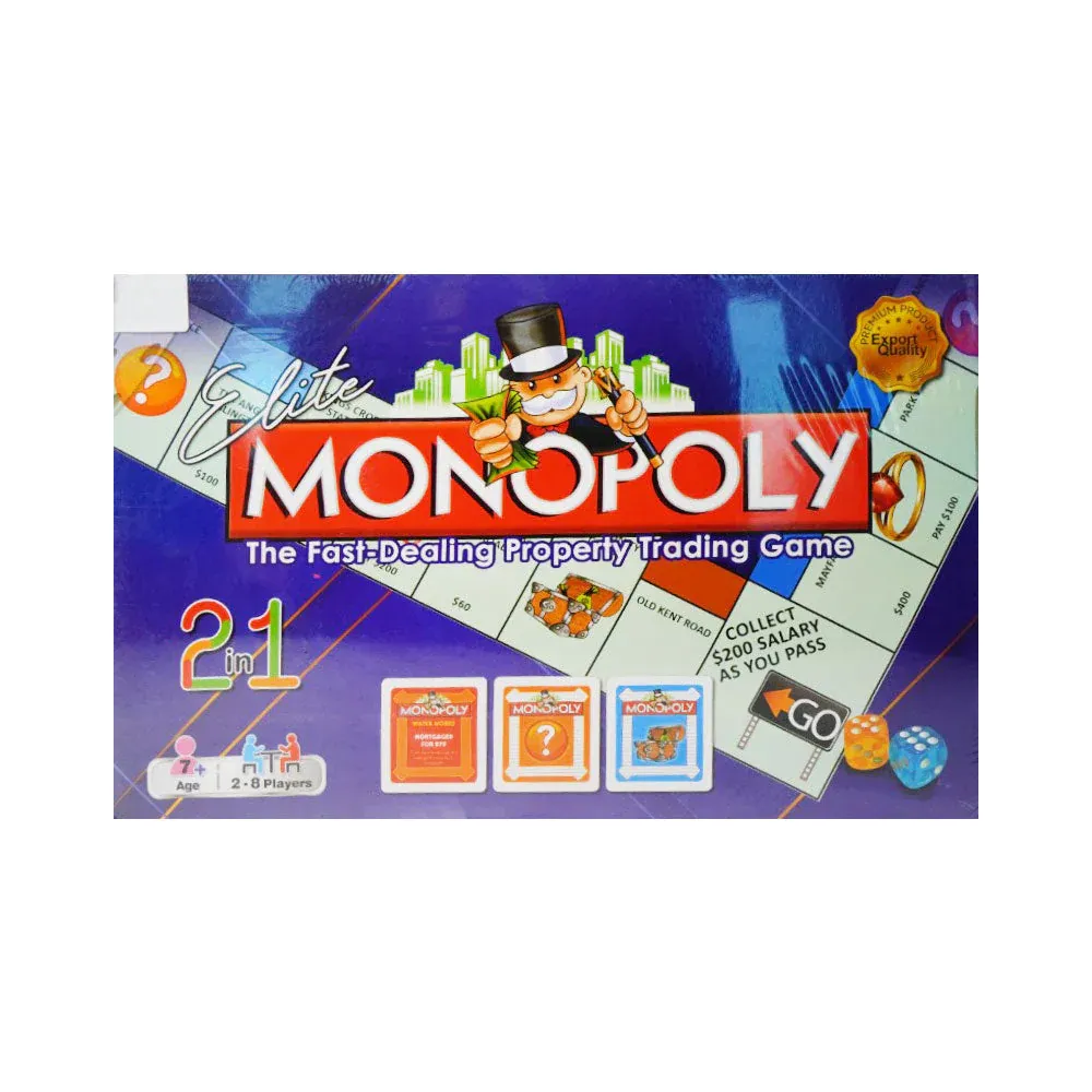 7202 ELITE MONOPOLY GAME 2IN 1