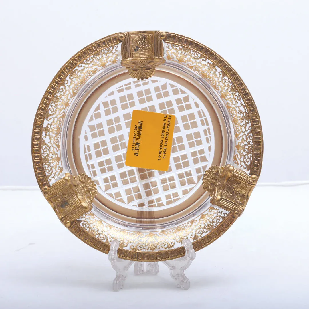 Ashtray Crystal Brass Ir H-P09-5007 Jsc03-D04-1