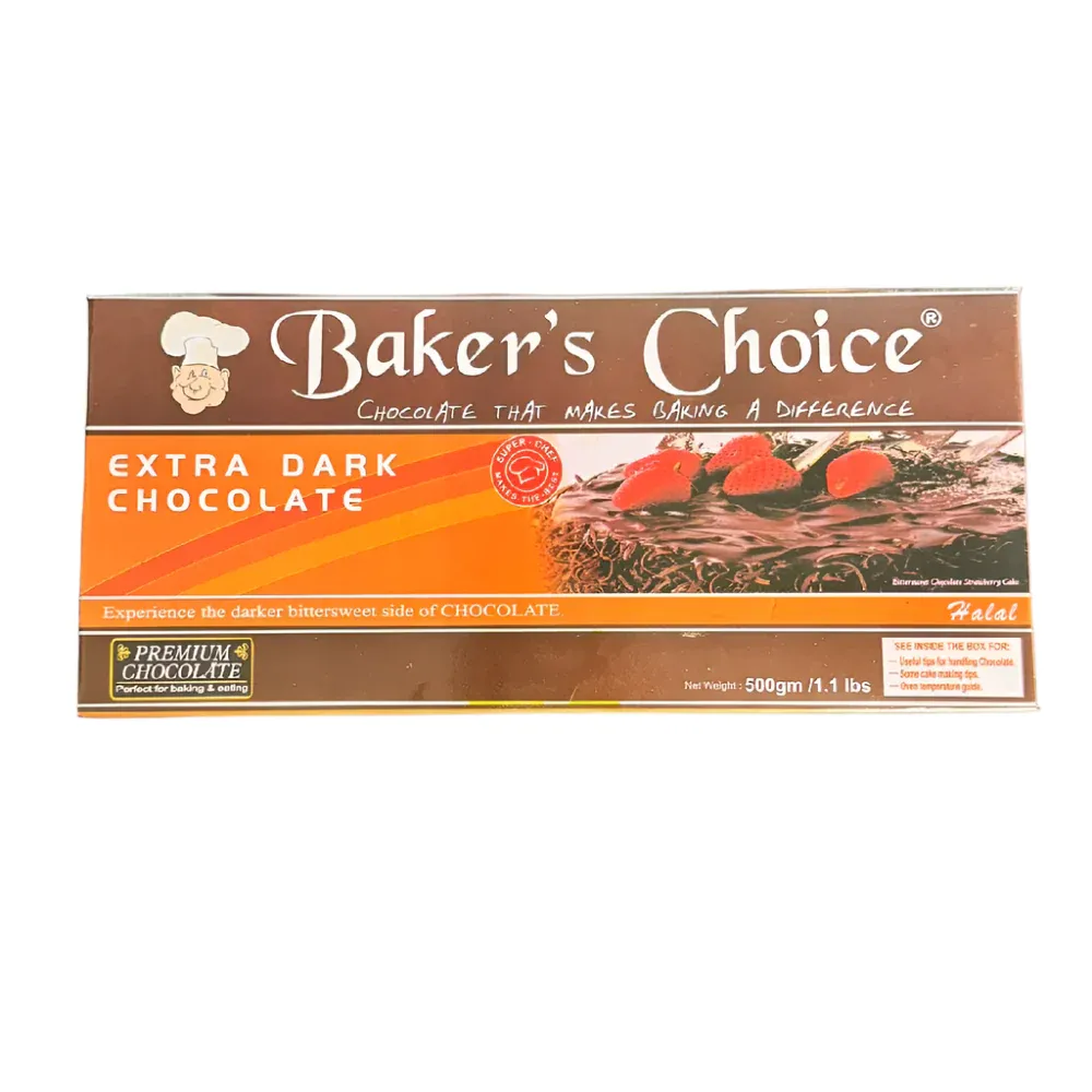 BAKERS CHOICE EXTRA DARK CHOCOLATE 500 GM