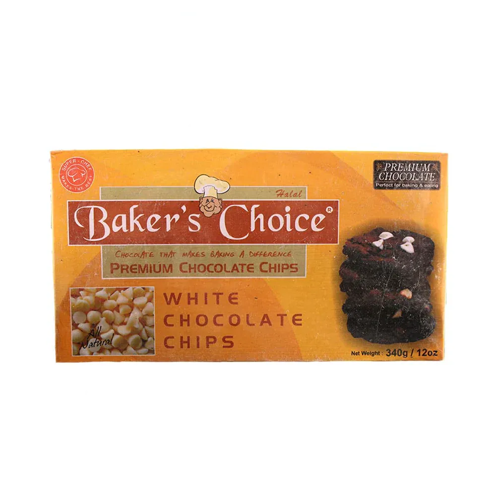 BAKERS CHOICE PREMIUM WHITE CHOCOLATE CHIP 340 GM