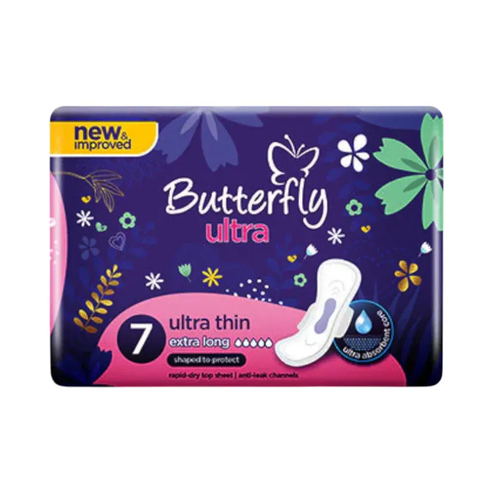 BUTTERFLY SANITARY NAPKINS ULTRA THIN EXTRA LONG 7 PCS