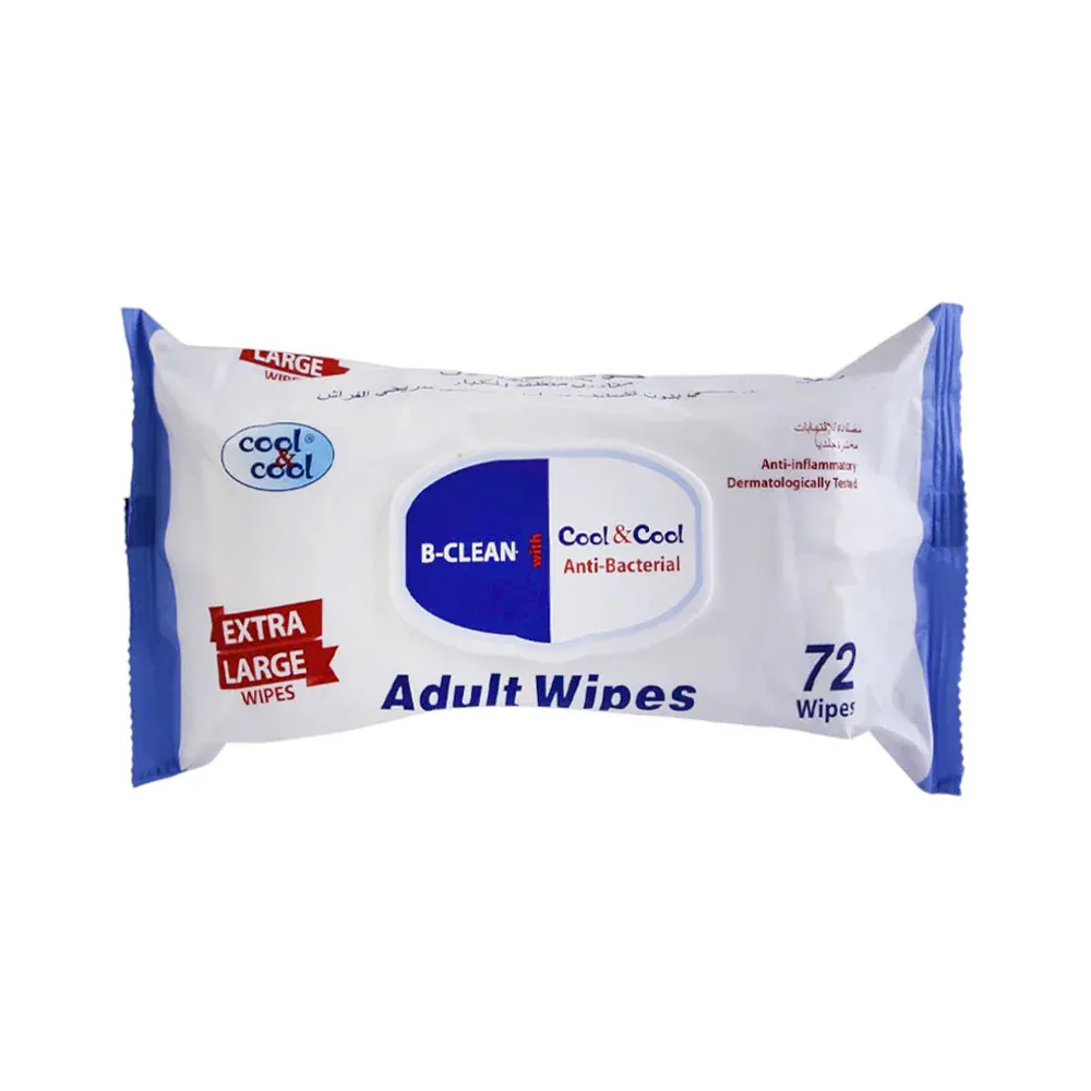 COOL & COOL ADULT WIPES 72S
