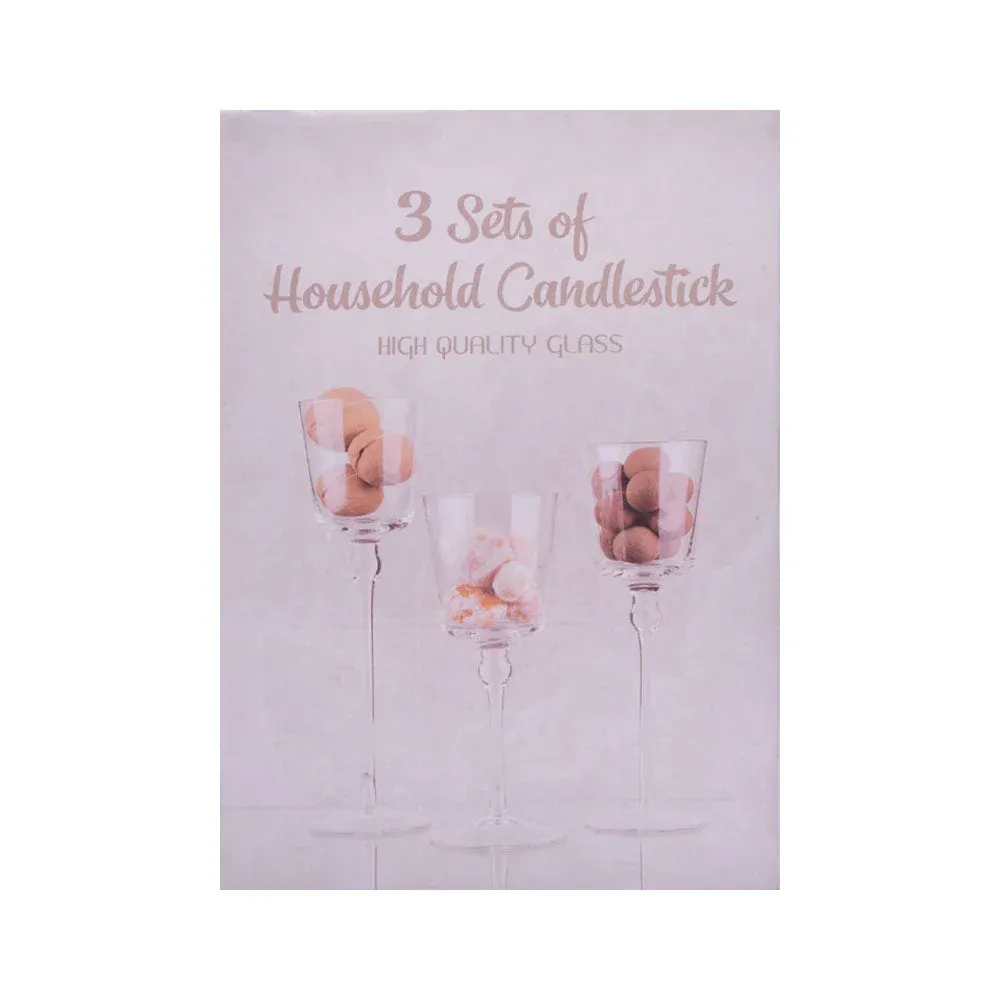 FINMANLIFE CANDLE STICK GLASS 3PC SET IR FMLZ-1112A