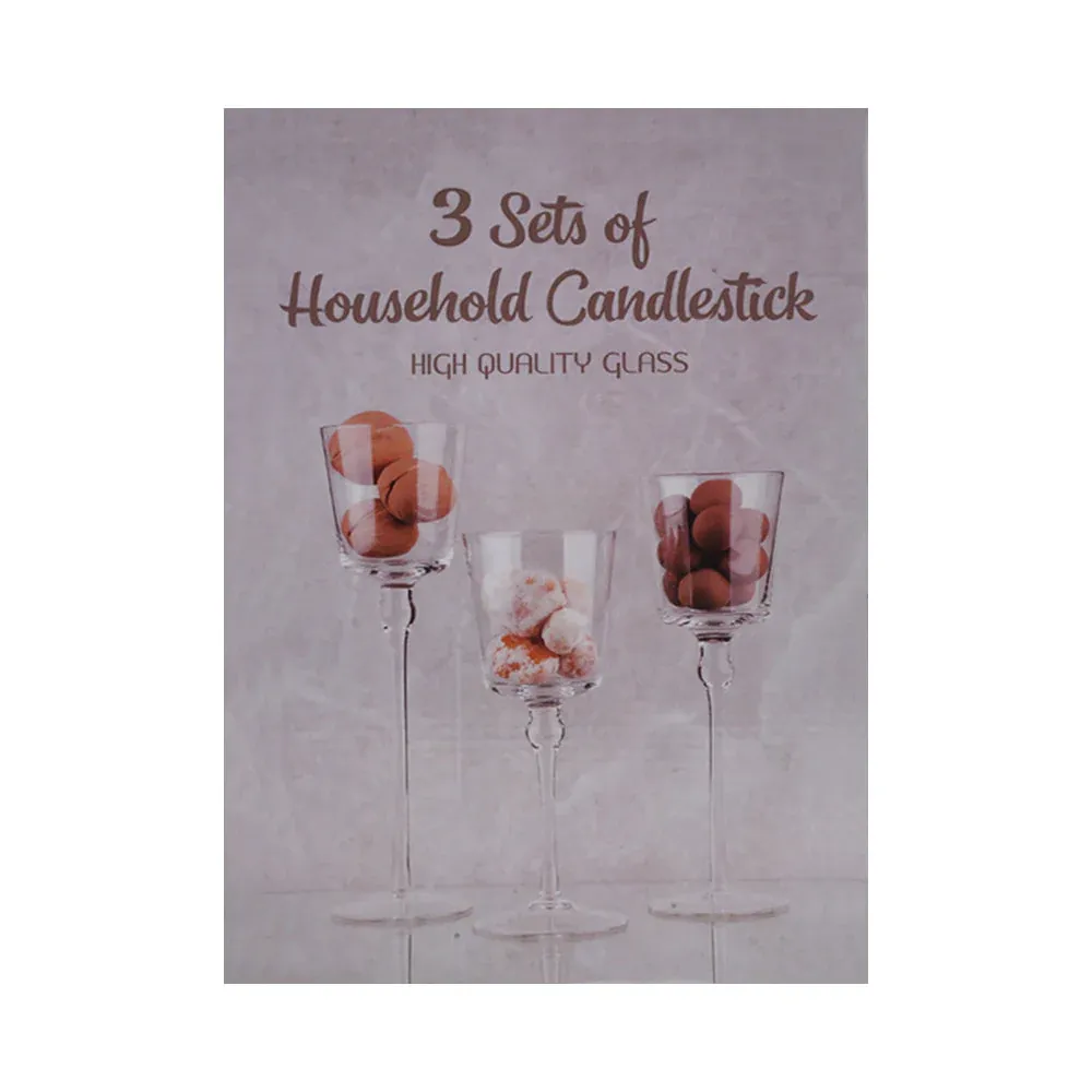 FINMANLIFE CANDLE STICK GLASS 3PC SET IR FMLZ-1112B