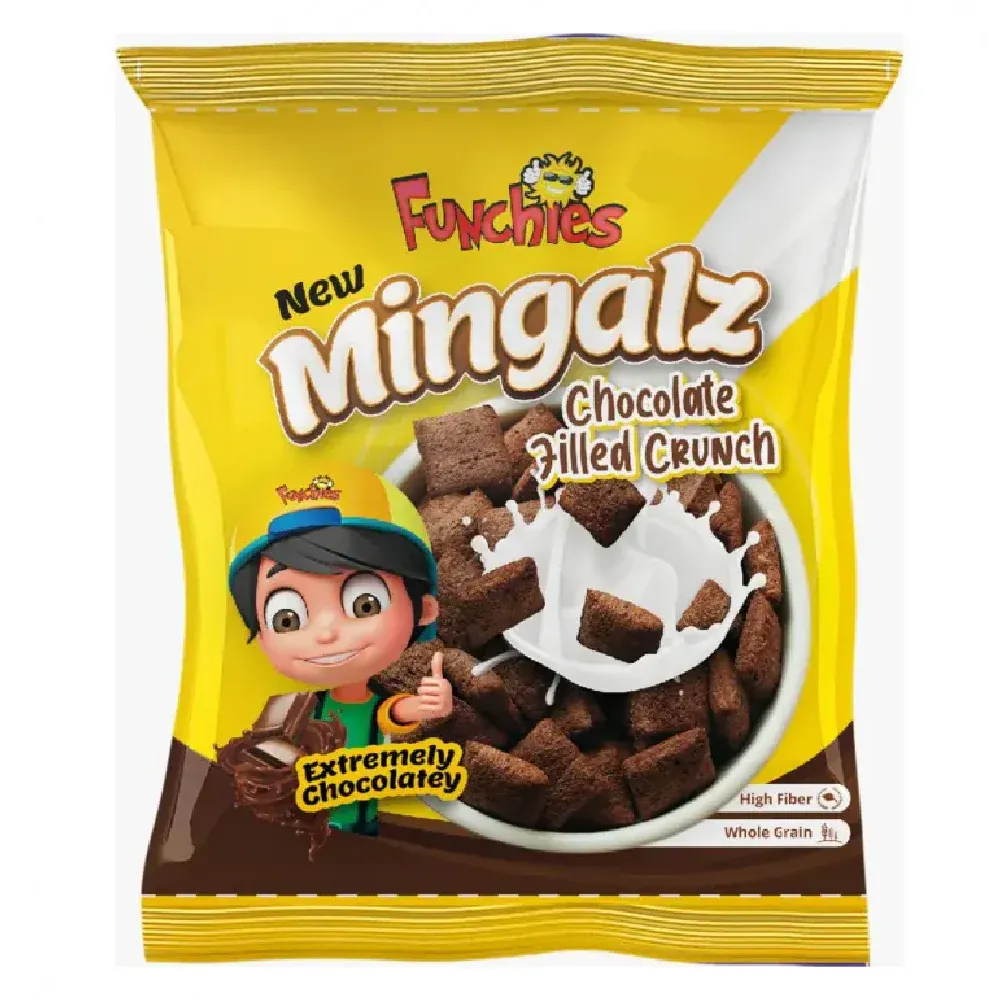 FUNCHIES YELLOW MINGALZ MINGALZ CHOCOLATE FILLED CRUNCH 110 GM