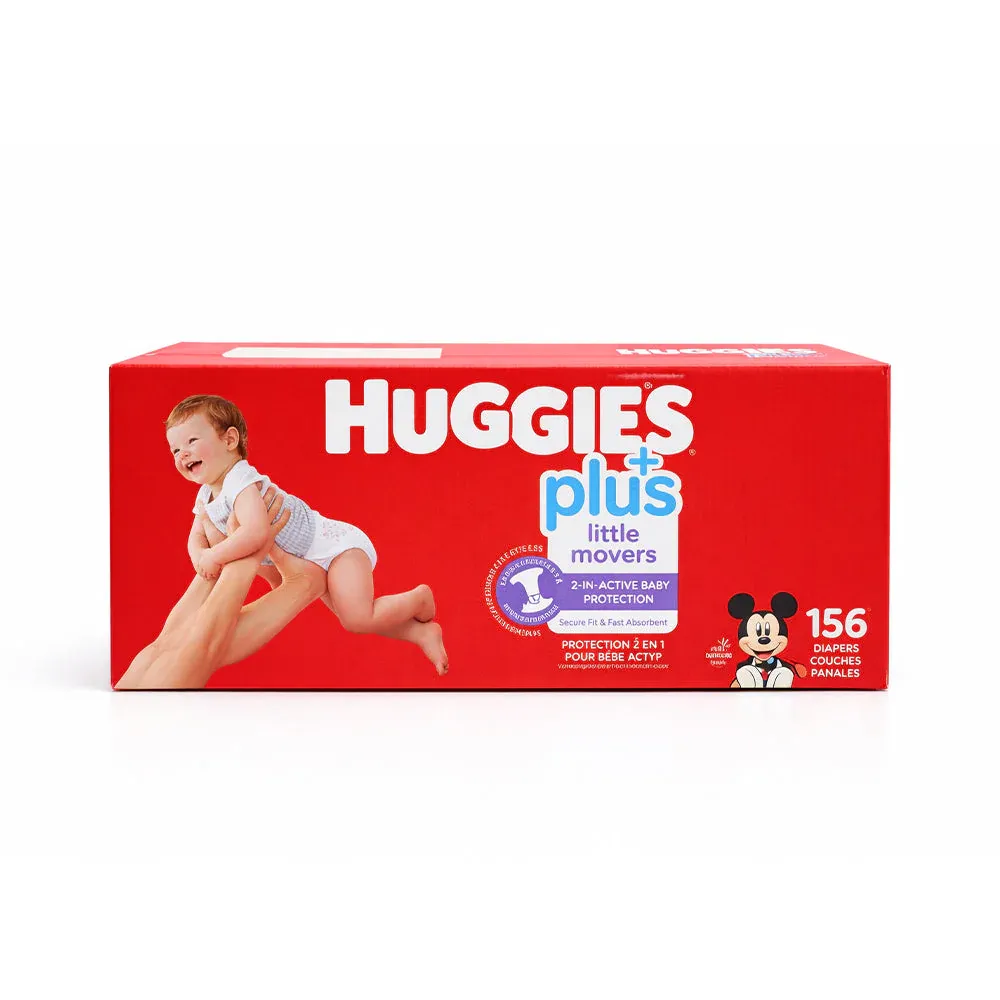 HUGGIES DIAPERS LITTLE MOVERS PLUS 2IN1 ACTIVE 12KG 156PC