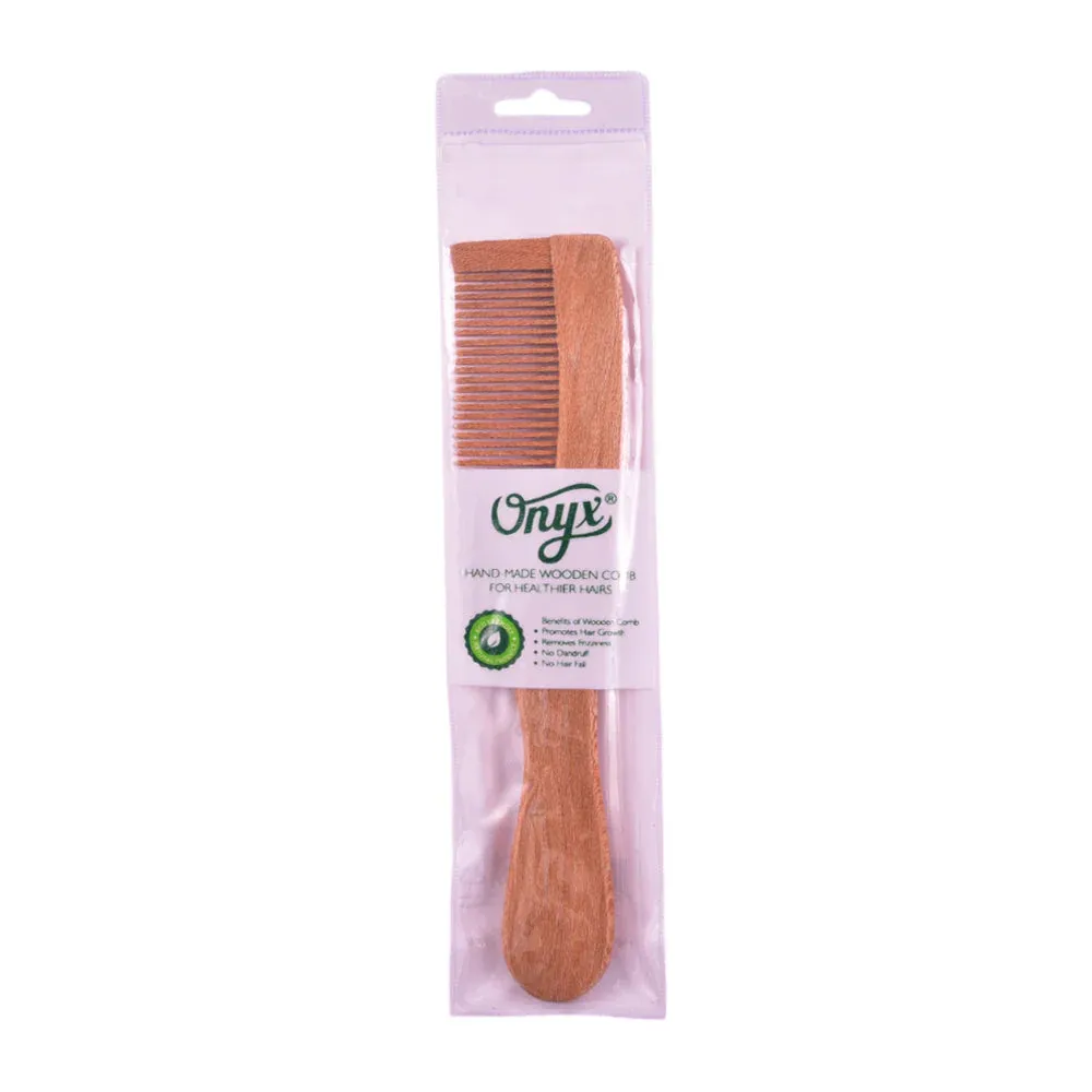 KROS ONYX WOODEN COMB LONG HANDLE