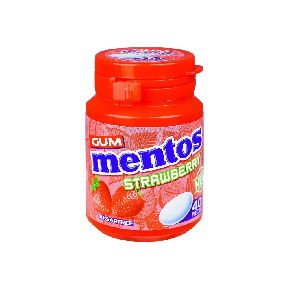 MENTOS GUM STRAWBERRY SUGAR FREE 40 PC 56 GM