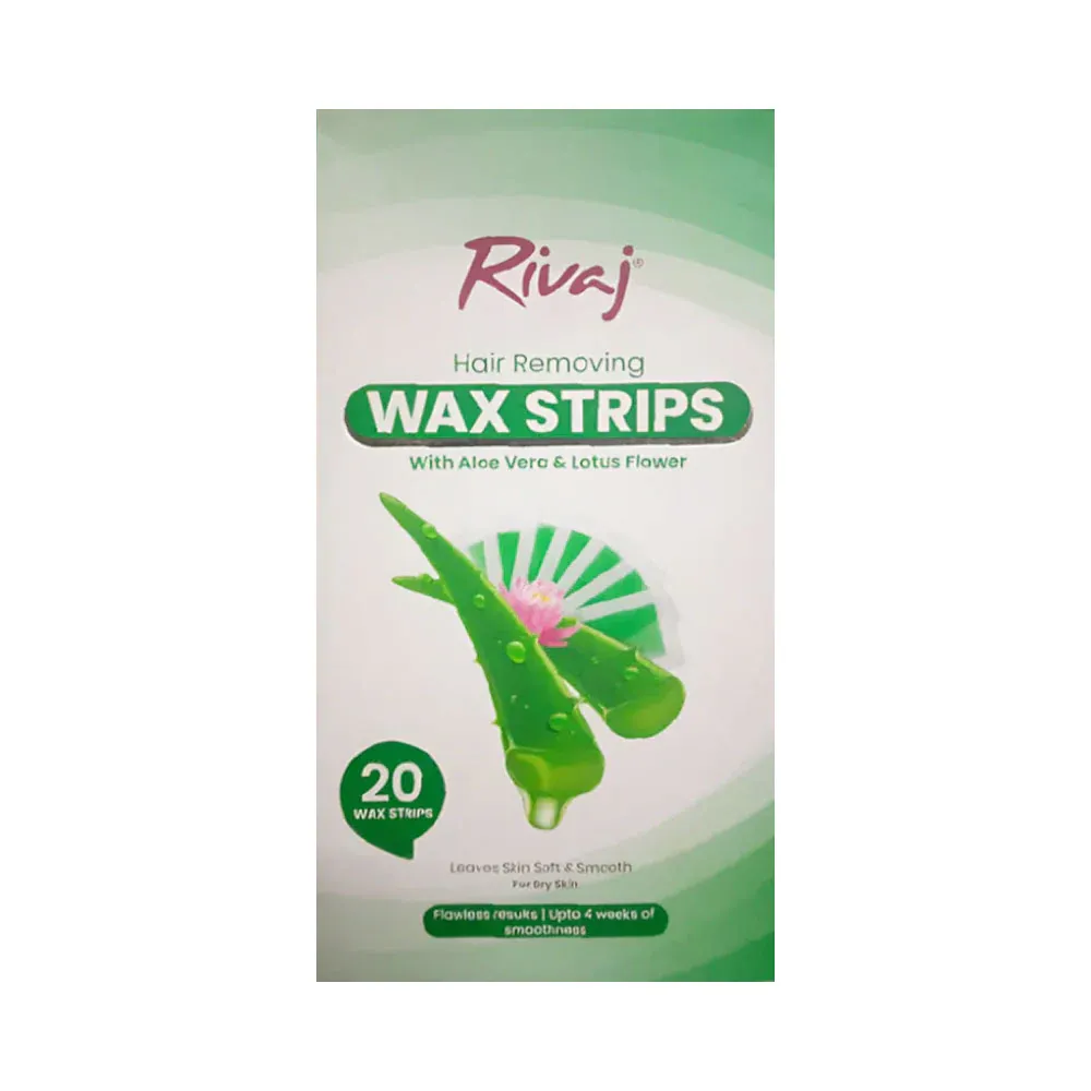 RIVAJ HAIR REMOVING WAX STRIPS ALOE VERA & LOTUS 20+2PC