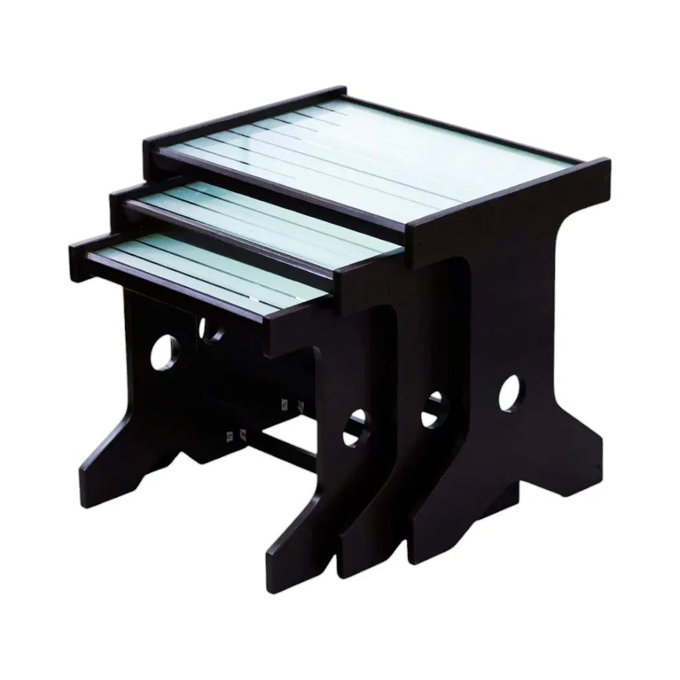 Table Set Glass 3Pc L-Brown