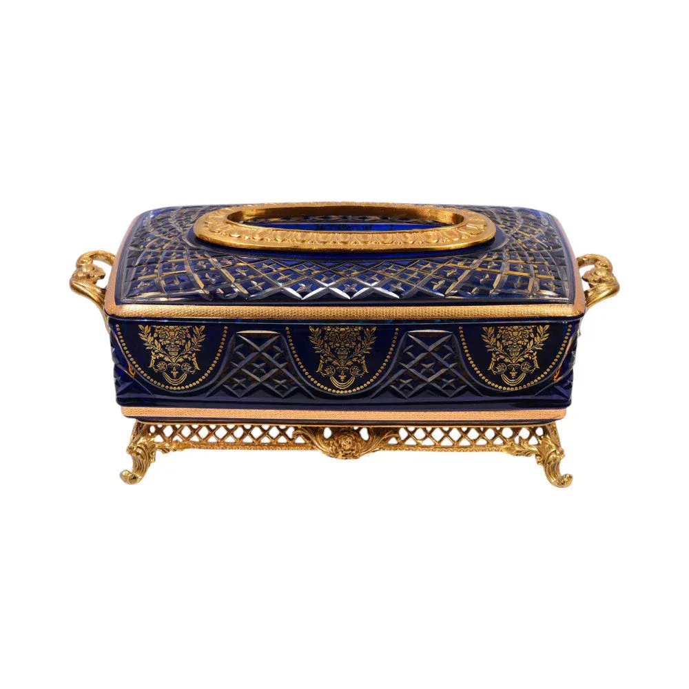 TISSUE BOX CRYSTAL BRASS H-C19-6018 JSC20-C201-1