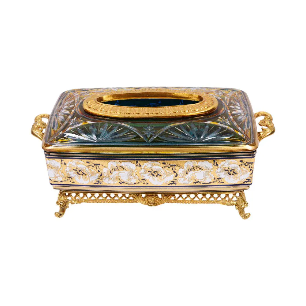TISSUE BOX CRYSTAL BRASS H-C19-6018 JSC25-836