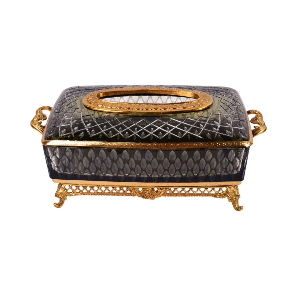 TISSUE BOX CRYSTAL BRASS IR H-C19-6018 JSC23-837