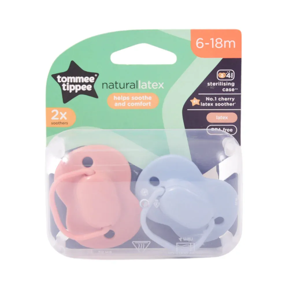 TOMMEE TIPPEE NATURAL LATEX SOOTHER 6-18M 2 PC 433533