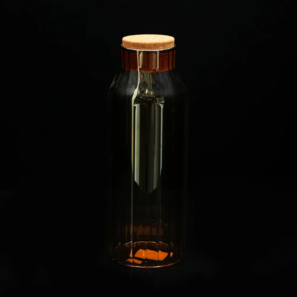 WATER BOTTLE GLASS CORK 1000 ML GOLDEN LINING 0993