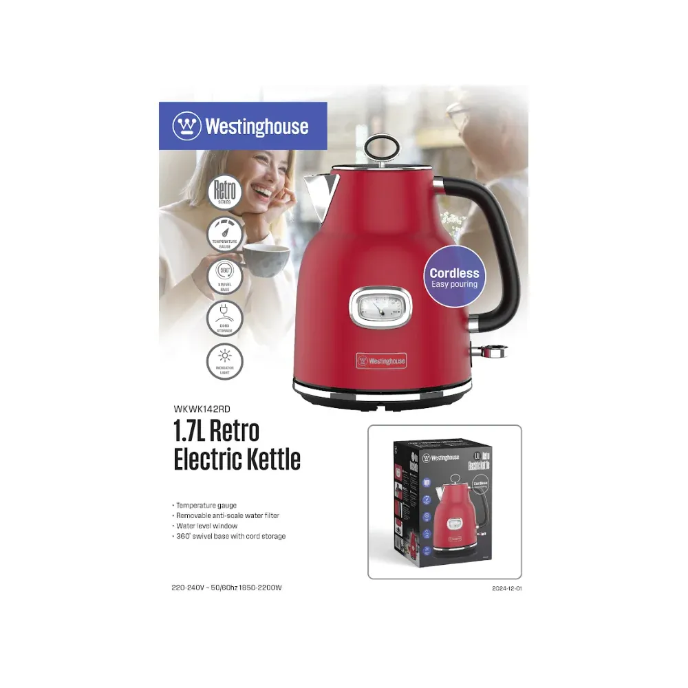 WESTINGHOUSE ELECTRIC KETTLE RETRO 1.7LTR WKWK142RD