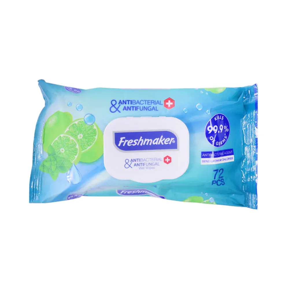 ZEINA FRESHMAKER ANTIBACTERIAL ANTI FUNGAL WET WIPES 72 PCS